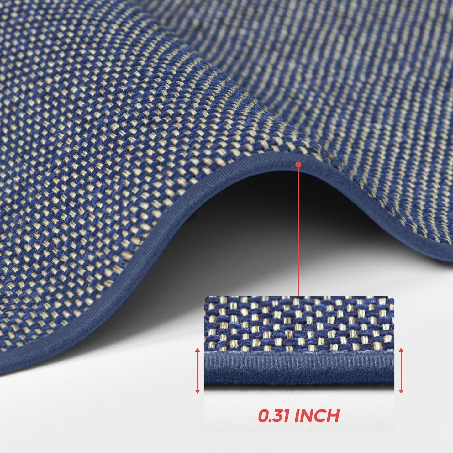 Artoid Mode Washable Non-Slip Rubber Backing Kitchen Rugs Blue Doormat, Absorbent Kitchen Floor Mats in Front of Sink Kitchen Mats for Floor Home Decor 17x47 Inch