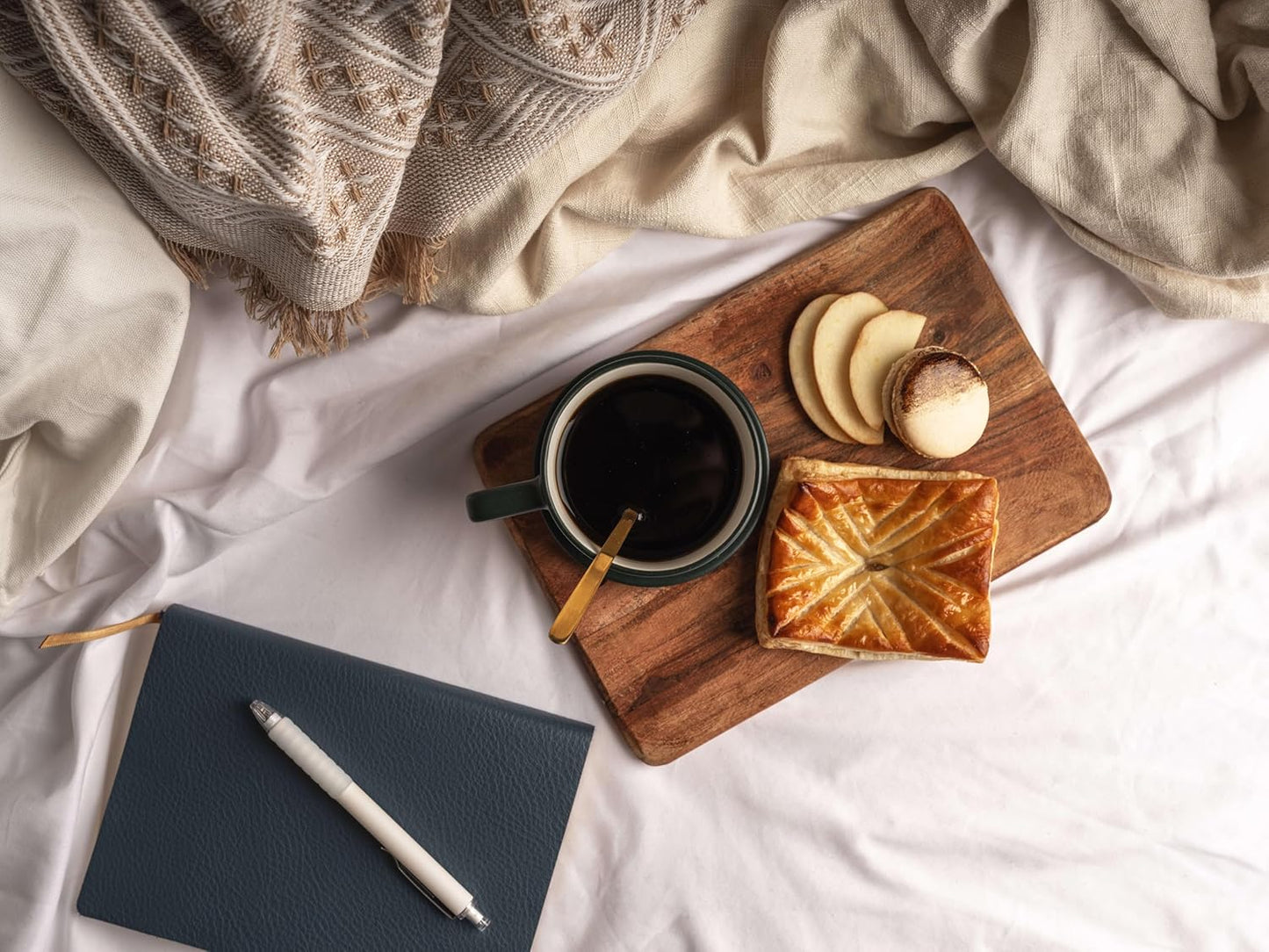 Coffee Mug Set of 4-11.5 Oz Porcelain Stackable Coffee Mugs with Saucers, Spoons & Metal Stand - Ceramic Tea Cups with Rack - Dishwasher & Microwave Safe