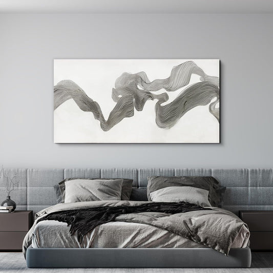 Abstract Wall Art Decor Large Modern Wall Art Decorations Wall Art Pictures for Living Room Abstract Canvas Art Wall Decor Gray White Wall Art Prints Artwork for Walls Bedroom Office Decor 24" X 48"