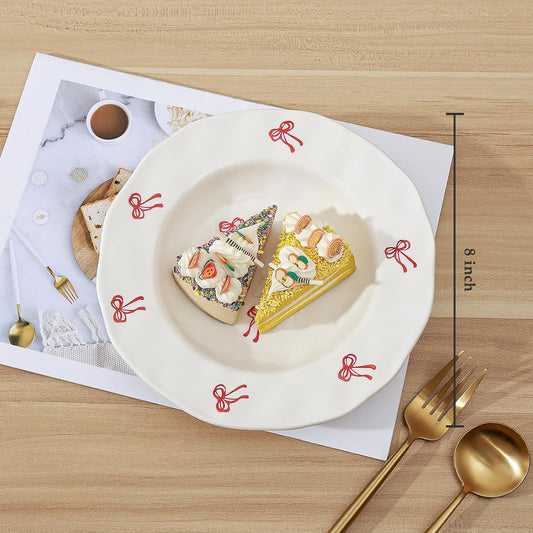 Koythin Ceramic Straw Hat Ramen Bowl Set, Pasta Bowls, Salad Serving Bowl for Noodle, Dinner, Salad, Microwave Dishwasher Safe (Double Line Bow)