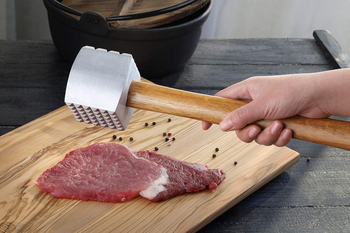 New Star Foodservice 36398 Wood Handle Aluminum Meat Tenderizer/Mallet/Hammer, 13-Inch Overall (Pack of 2)