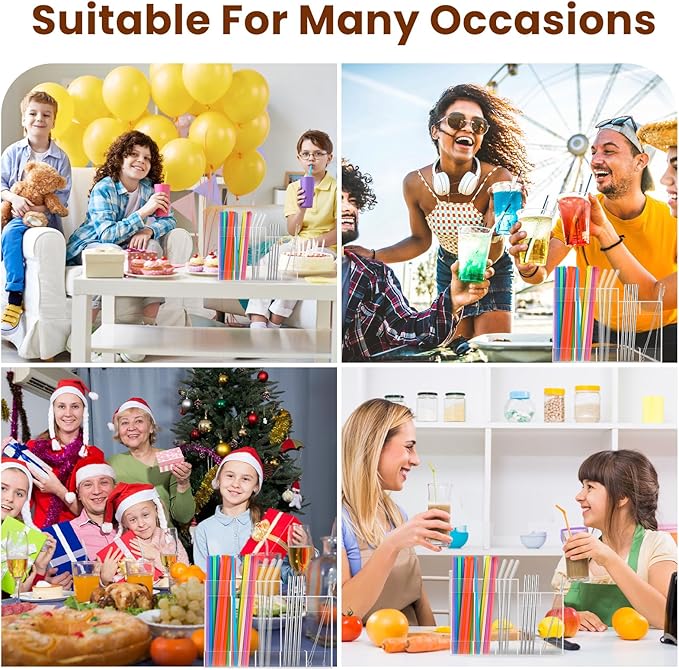 Acrylic Straw Dispenser Organizer - Reusable Metal Straw Holder for Countertop & Cabinet Storage - Ideal for Tumbler Cups, Keep Straws Neat & Accessible, Compatible with Long & Short Straws (Clear)