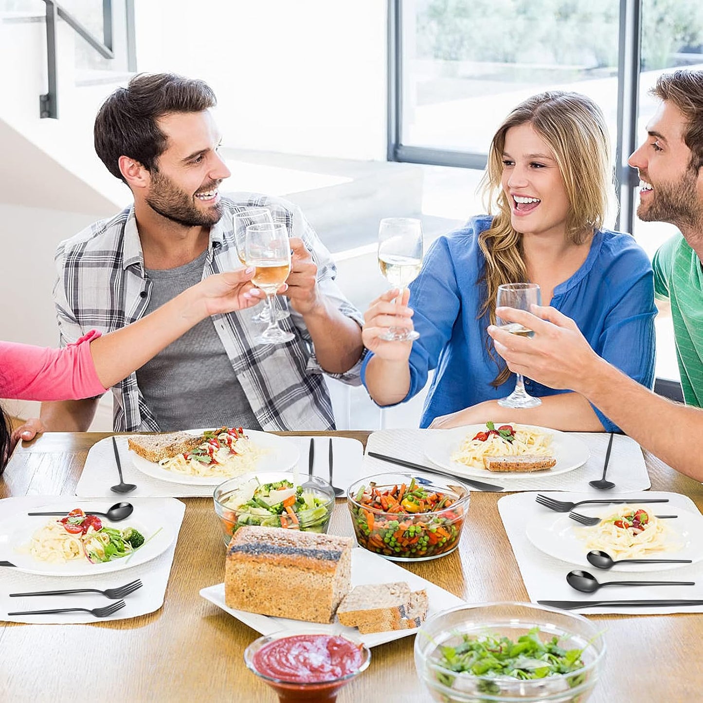 Mirror Black Silverware Set, 40-Piece Flatware Cutlery Sets Service for 8, Mirror Polished Tableware Set, Utensils for Kitchens, Home and Restaurant, Dishwasher Safe