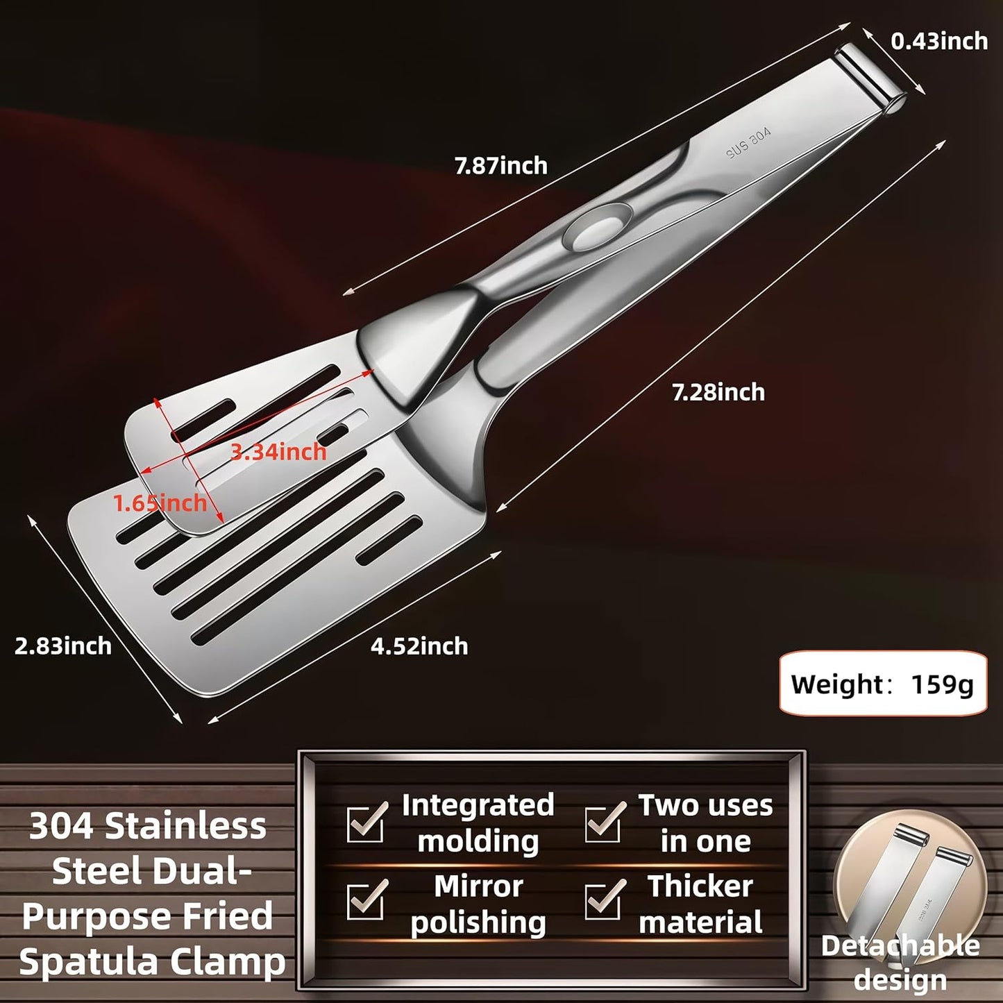 New Kitchen Cooking Tongs, Multifunctional Frying Spatula Features a detachable design, Perfect for Grilling, Cooking, Frying, and Griddling(12.8inch)