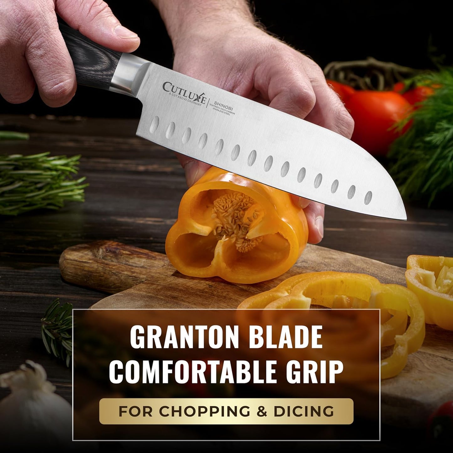 Cutluxe 5-Piece Chef Knife Set – Ultra Sharp Japanese Kitchen Knives, High Carbon Stainless Steel Blades, Full Tang Pakkawood Handles – Shinobi Series