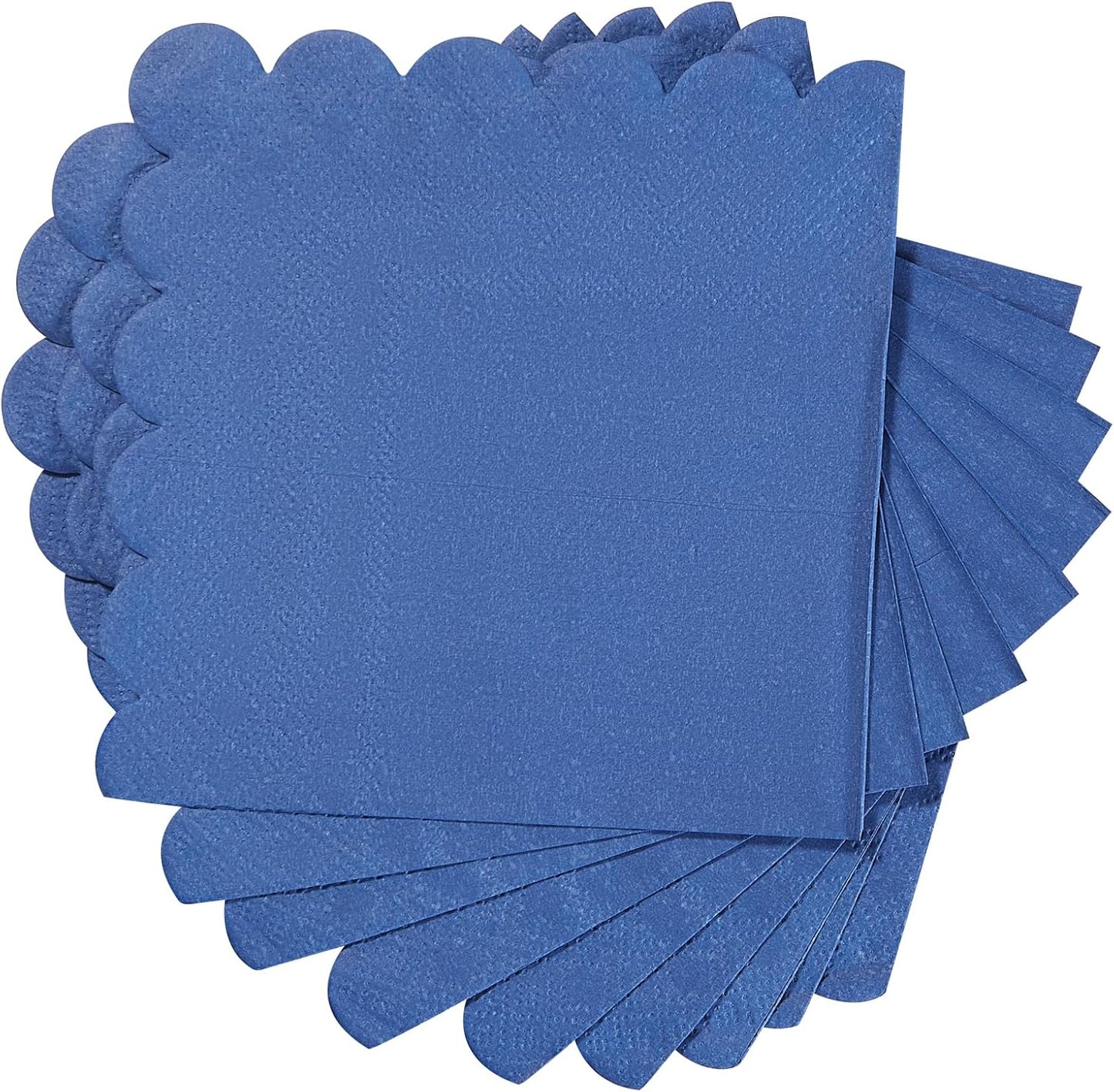 100 Pack Cocktail Napkin 2-Ply Scalloped Edged Dessert Napkins Folded 5 x 5 Inches Disposable Napkins for Dinner Wedding Birthday Party Bridal Anniversary Reception Event (Navy Blue)