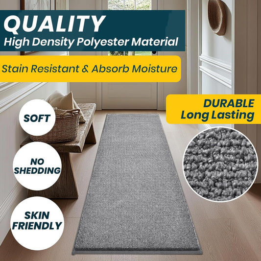 Washable Kitchen Rug 24" x 82" / 60cm x 210cm, Non Slip Kitchen Mat for Floor, Absorbent Indoor Entryway Runner Rug for Hallway, Laundry, Bathroom, Bedroom (Roll Packing)