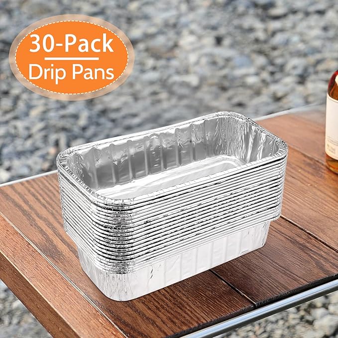 30 Pack Grill Drip Pans, 11 x 5 Inch Aluminum Foil Grease Catcher Cup Liner Compatible with Weber SmokeFire EX4/EX6/EPX6, Summit & Genesis II 400/600 Series