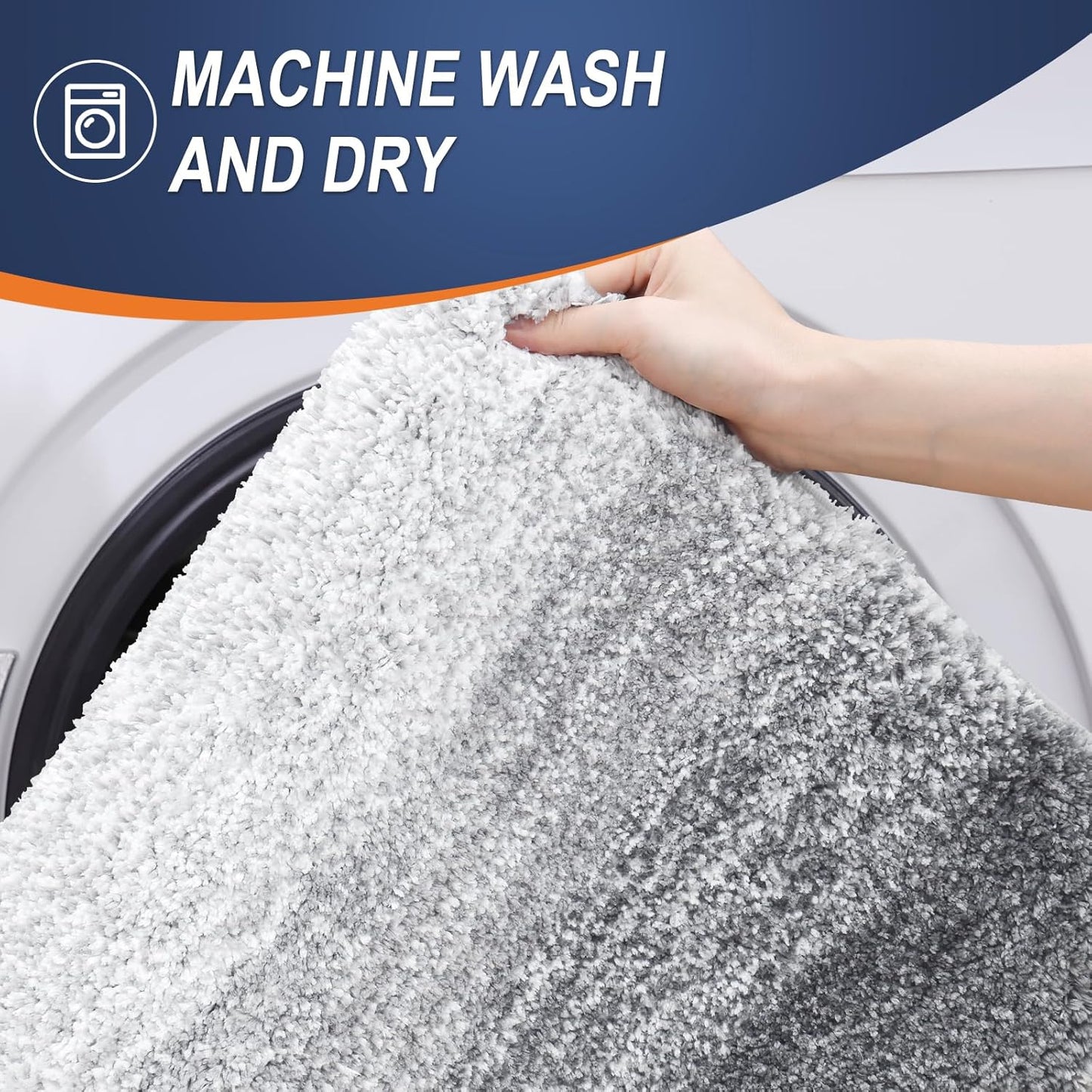 OLANLY Bathroom Rug Set 2 Piece, Soft Absorbent Microfiber Bath Rug Set, Non-Slip, Machine Wash Dry, Plush Shaggy Bath Mats for Bathroom (30"x20"+24"x16", Light Grey)