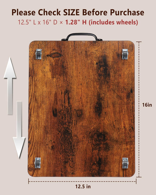 Appliance Slider, Sliding Tray for Coffee Maker, Coffee Pot Slider for Countertop, Kitchen Appliance Rolling Tray with Rubber Wheels (Rustic Brown, Large - Long (12.5” x 16”))