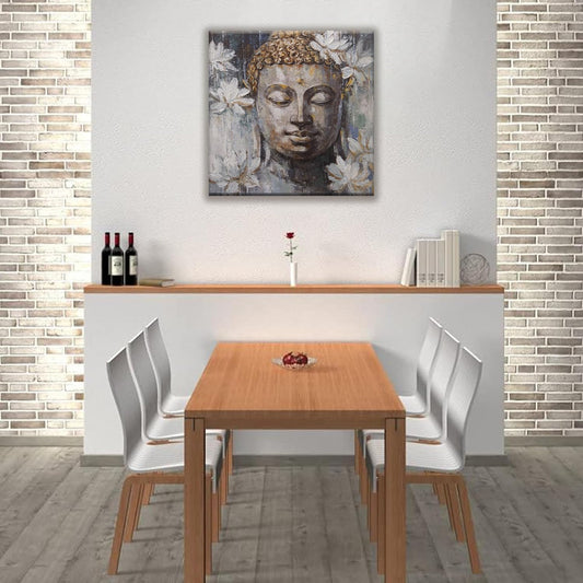 Canvas Wall Art Brown Wall Art Decor Buddha Wall Decor Aesthetic Art Work for Wall Decor 13"x13" Modern Home Decor Wall Prints Small Wall Art Decor for Bedroom Bathroom Room Kitchen Wall Decor