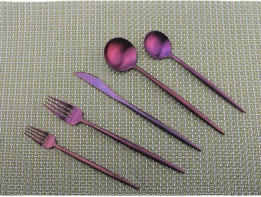 Flatware Set for 4, Luxury 20 Pieces Purple Plated Copper Color 18/10 Stainless Steel Silverware Flatware Sets Spoons Knives and Forks Set, Service for 4