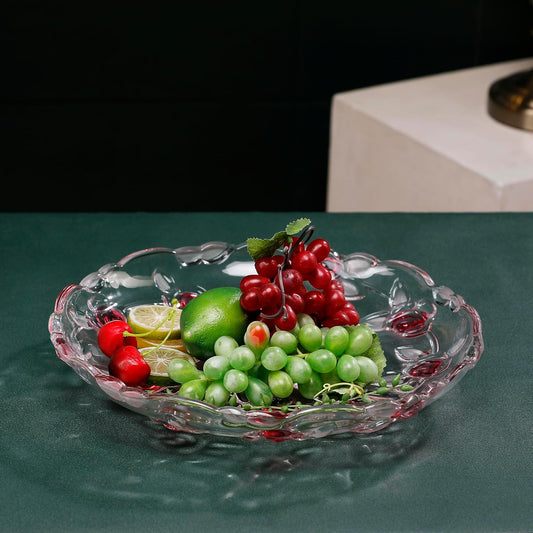 MAGCOLOR Pink Rose -shaped Large Decorative Bowl-13 inch Diameter, Modern Handicraft Pink Bowls for Home Decor, Decorative Fruit Bowl for Kitchen Counter, Stylish Key Bowl for Entry Table,