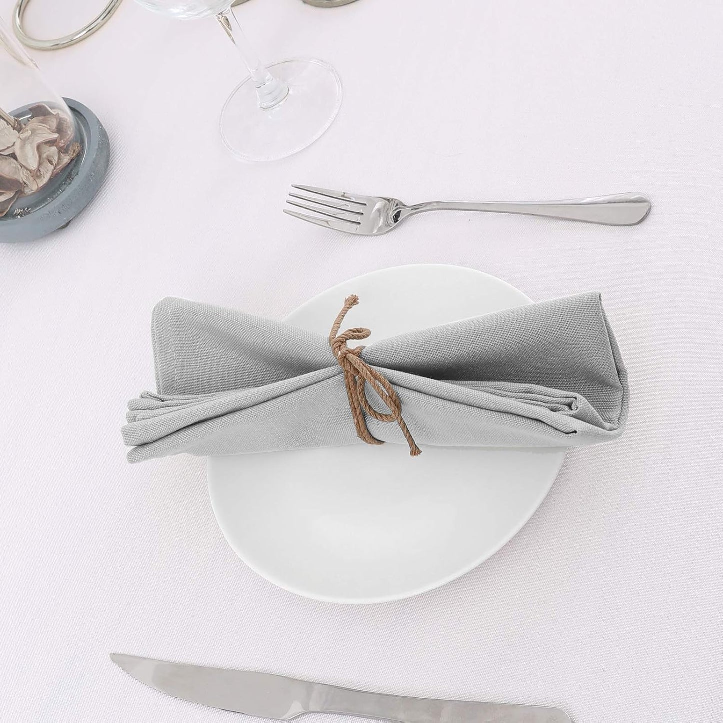 H.VERSAILTEX Cloth Napkins Set of 12 (18" X 18") Linen Textured Dinner Napkins Waterproof Extra Soft Thick Durable Reusable Napkins with Hemmed Edges for Dinners, Weddings and Everyday Use, Grey