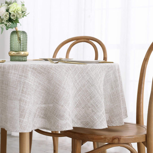 maxmill Flaxy Faux Linen Tablecloth with 2-Tone Slubby Texture Wrinkle Resistant Anti-Shrink Soft Table Cloth for Kitchen Dining Restaurant Tabletop for Event Holiday Dinner Round 70 Inch Linen