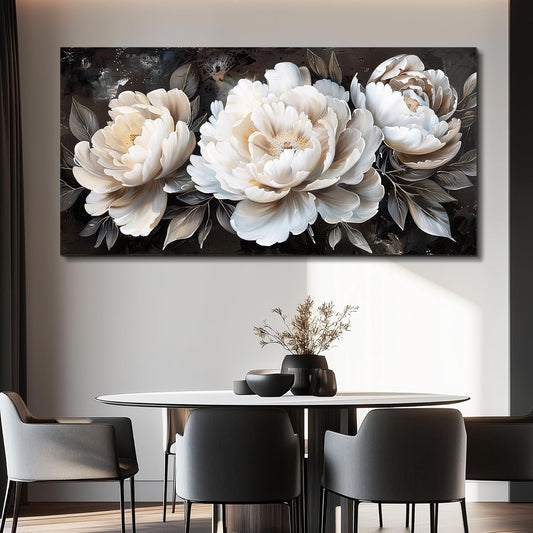 QIYILEXWART Canvas Wall Art For Living Room Large Wall Decor For Office Bedroom Decorations White Peony Landscape Pictures Farmhouse Painting Artwork Room Wall Mural Aesthetic Home Decor 30x60 In