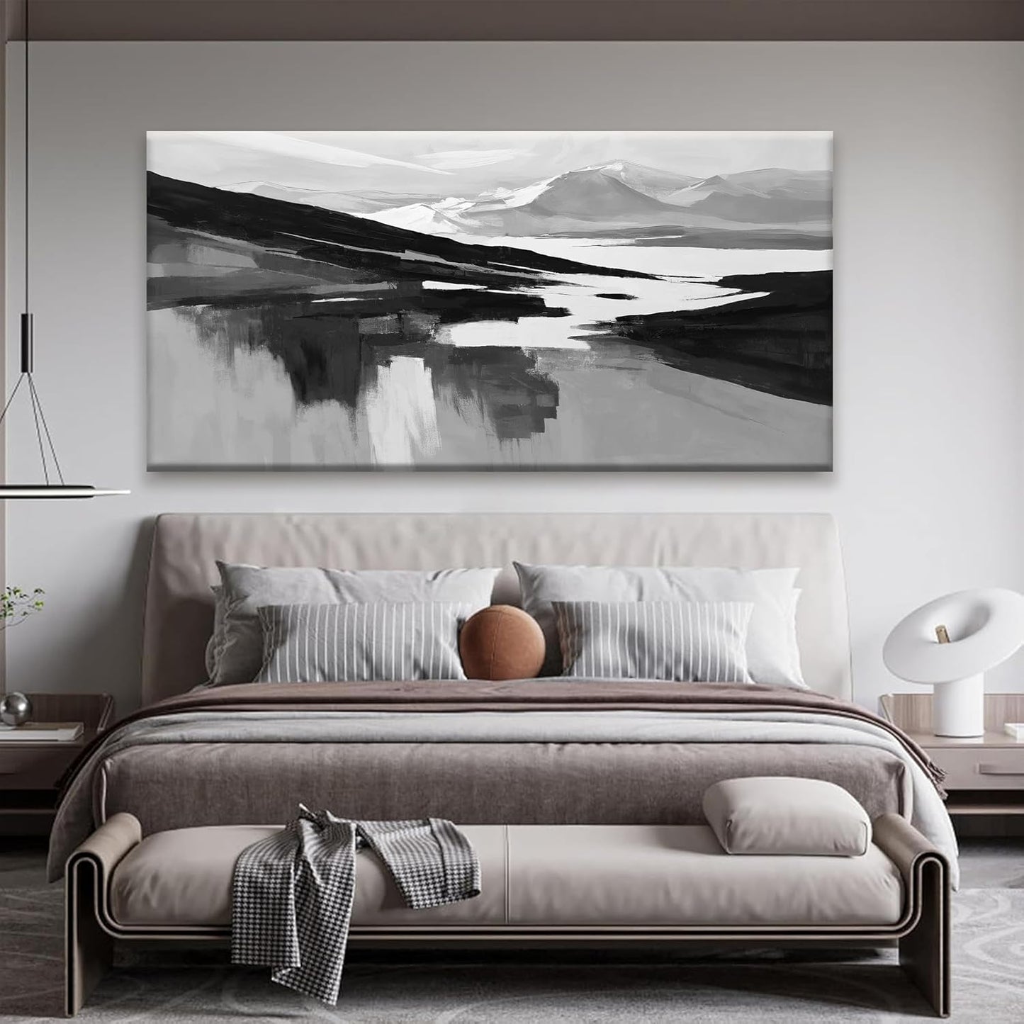 Large Abstract Wall Art For Living Room Decor Black White Wall Art Painting Prints Minimalist Black Abstract Art Modern Canvas Art Wall Decor For Bedroom Kitchen Office 29"×58"