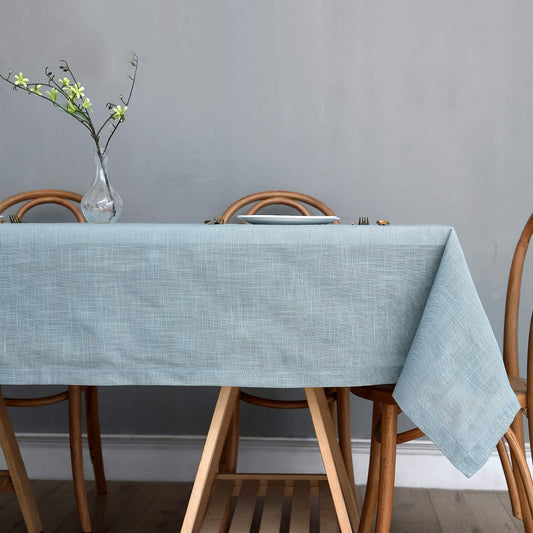 maxmill Lux Faux Linen Tablecloth with Slubby Yarn Textured Weaves Wrinkle Free Anti-Shrink Soft Table Cloth for Kitchen Dining Tabletop for Outdoor and Indoor Use Rectangle 60 x 104 Inch Slate Blue
