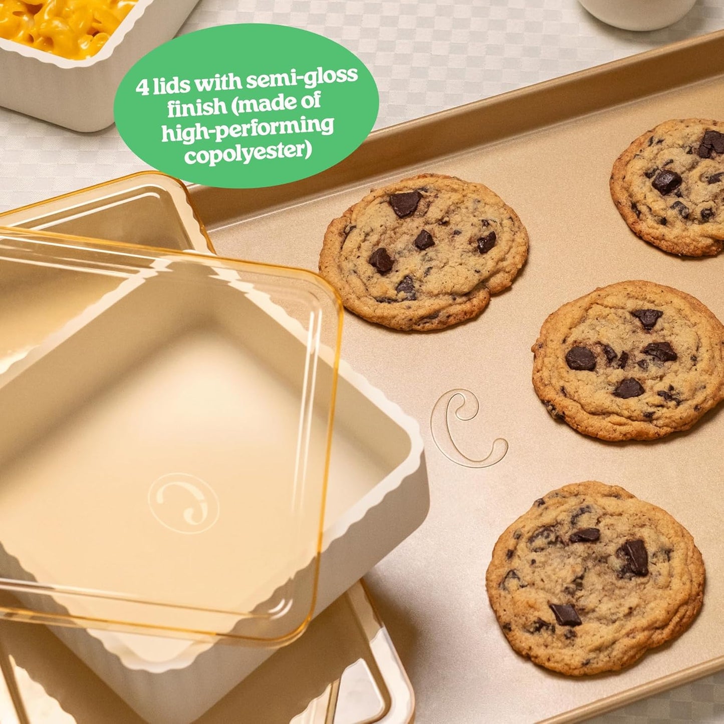 Cravings by Chrissy Teigen 9-Piece Baking Set, Non-Stick Bakeware Set with 2 Large Silicone Trays, 2 Small Silicone Trays with 4 Lids & 1 Baking Sheet Tray, Oven-Safe Upto 450°F