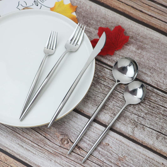 JASHII 20 Pieces Flatware Set, 18/10 Stainless Steel Utensils, Service for 4, Heavy Duty Silverware Gift, Dishwasher Safe, Mirror Polished Dinner Knife, Fork, Spoon for Restaurant (Silver)