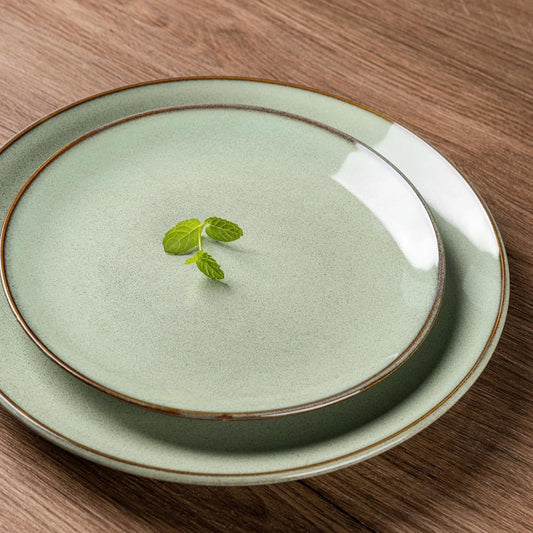 GBHOME Ceramic Dinnerware Sets for 4, 12 Pieces Stoneware Plates and Bowls Sets, Reactive Glaze Dishes -Scratch Resistant, Dishwasher&Microwave Safe-Pastel Green