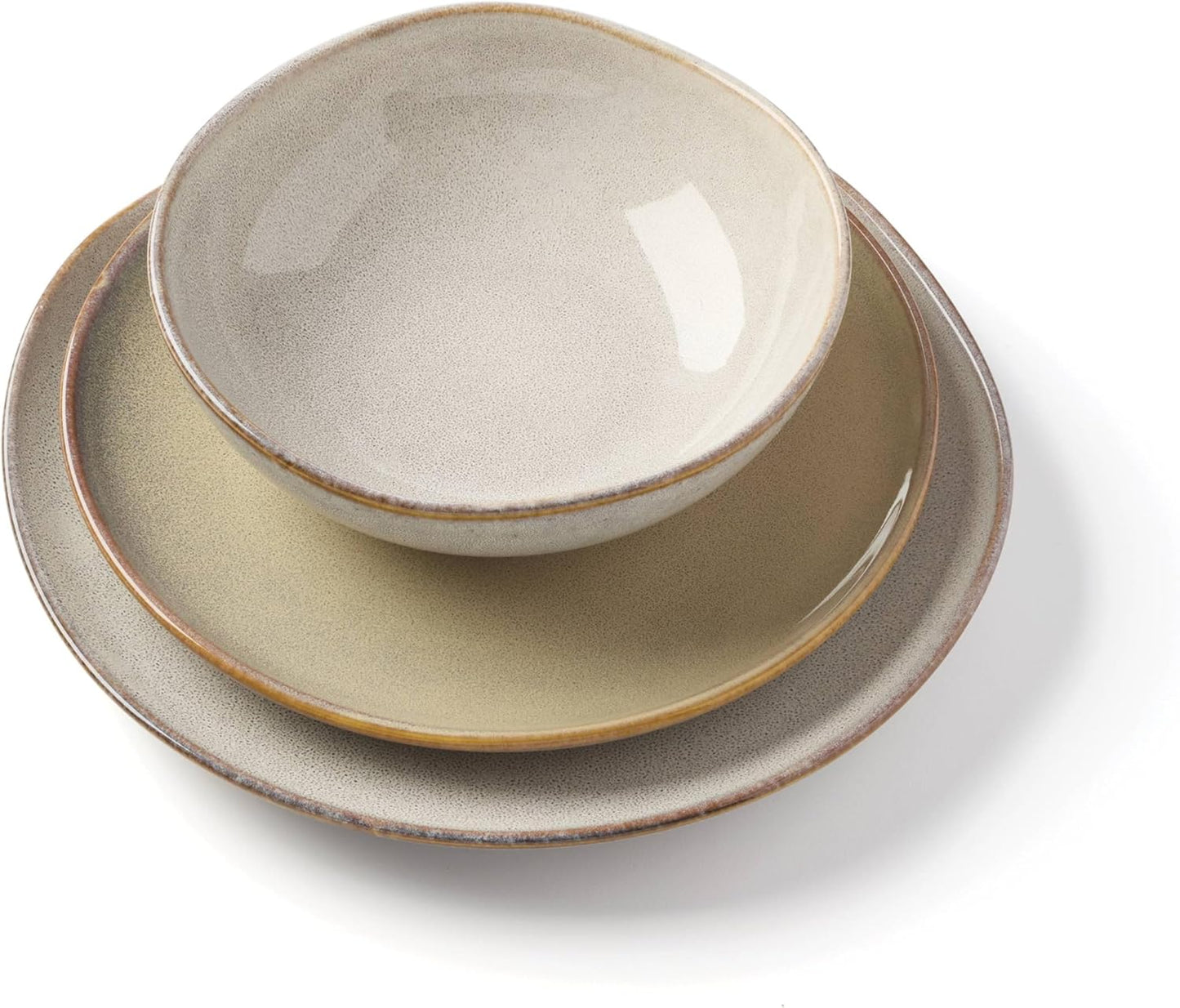 Oneida 897208 Organic Shades 12-Piece Dinnerware Set, Oatmeal