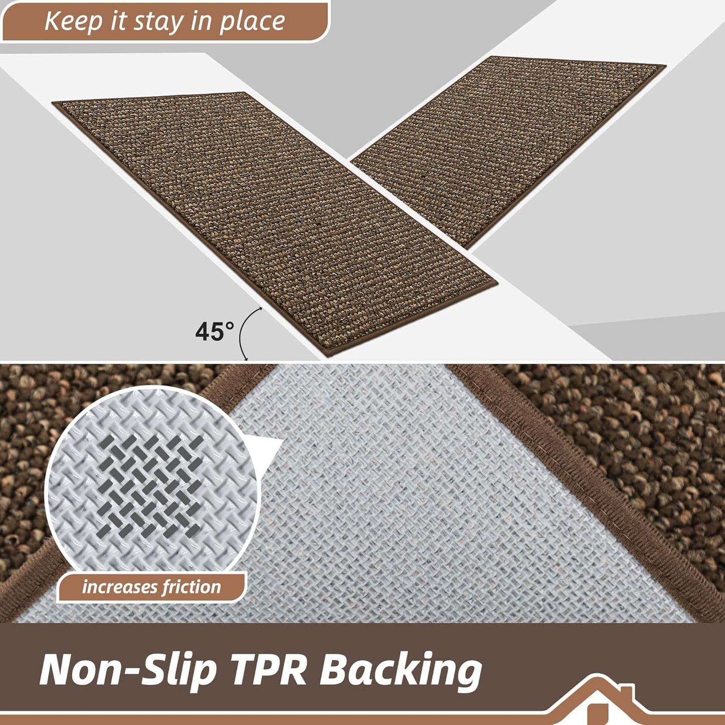BEQHAUSE Dirt Trapper Door Mat 36" x 60", Non-Slip Washable Doormats Entrance Mat, Dirt Resistant and Absorbent Welcome Mat, Low Profile Floor Mats for Front Back Door and Entryway, Brown