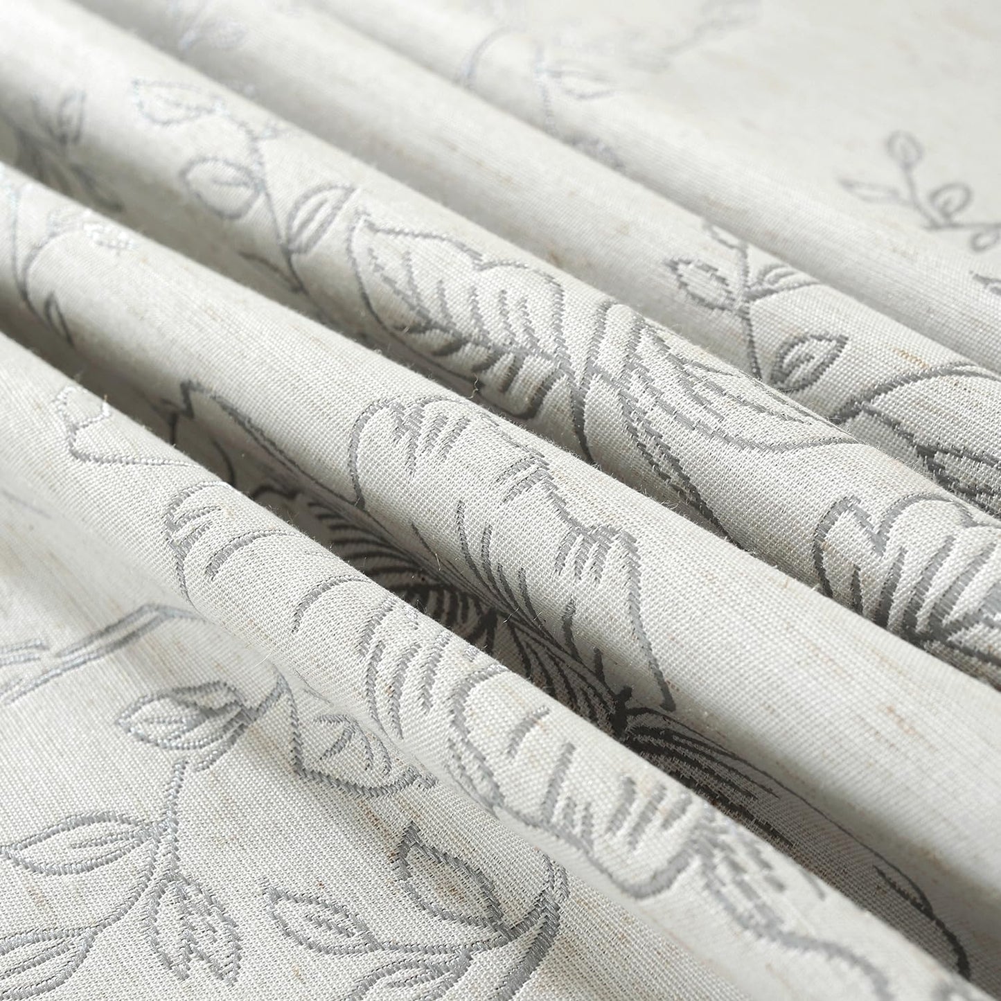 Chassic Premium Vintage Farmhouse Damask Floral 52 x 52 inch Square Table Cloth – Water Resistant Linen Textured Jacquard Tablecloth for Kitchen Dining & Picnic Decor - Grey