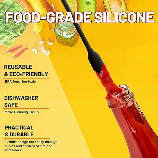 Anaeat Mini Silicone Spatulas - Set of 4 Multifunctional Small Kitchen Scraper Lotion Stirrer Tiny Makeup Beauty Spatula Reusable for Jam Jar, Cosmetic Bottles, Narrow Can and Thin Bottles (Black)