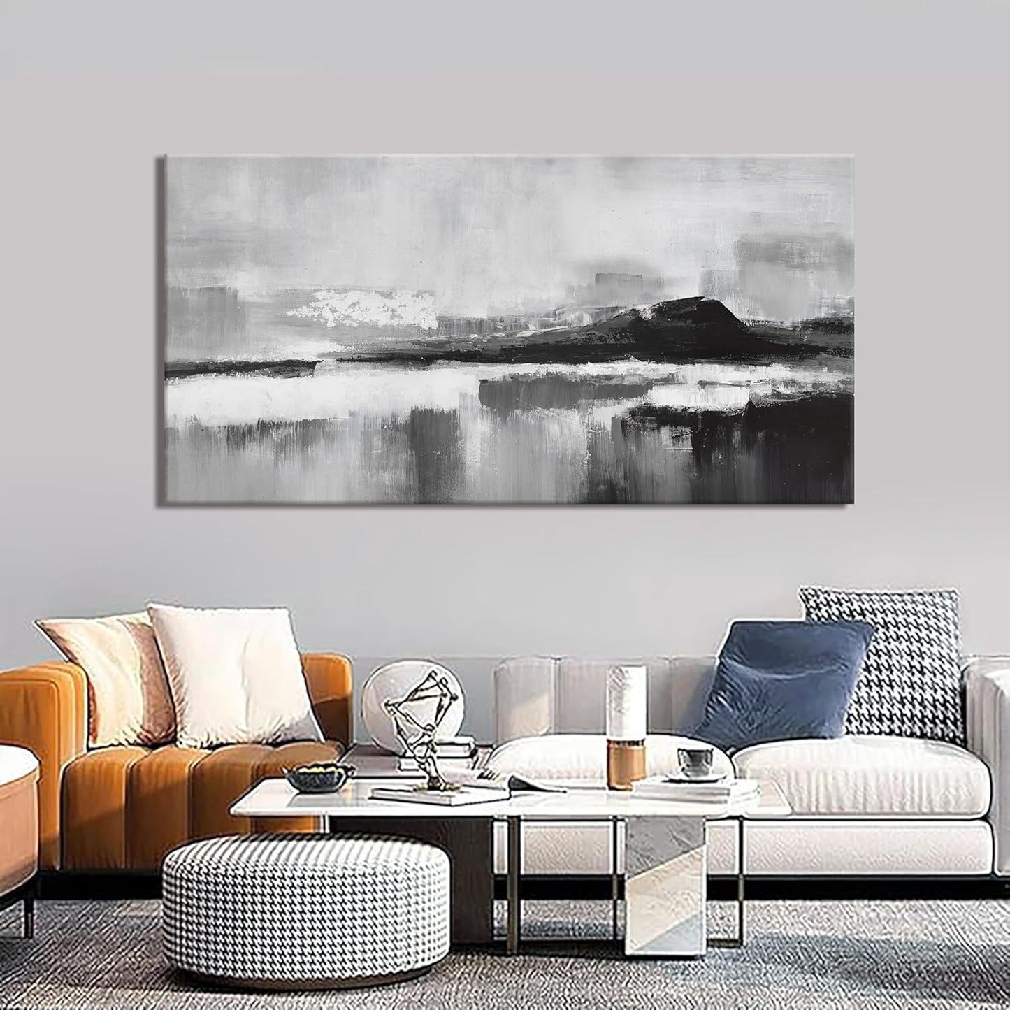 Abstract Wall Art Decor Modern paintings Wall Home Decor Wall Art Canvas Prints Black and White Wall Artwork for Living Room Bedroom Kitchen Office Decor 24"×48"