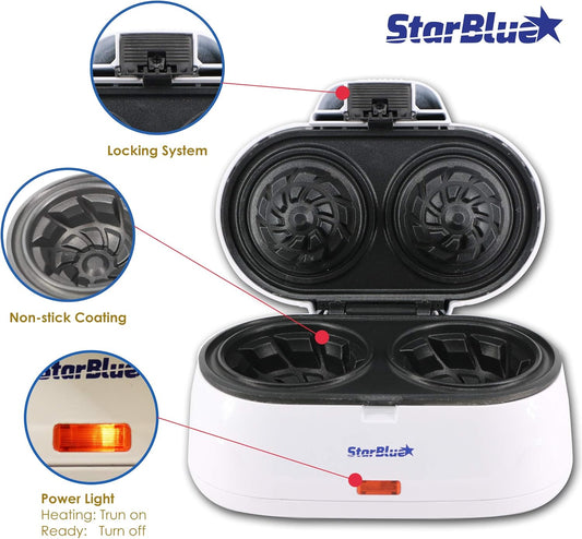 Double Waffle Bowl Maker by StarBlue - White - Make bowl shapes Belgian waffles in minutes | Best for serving ice cream and fruit | Gift ideas 110V 50/60Hz 1200W