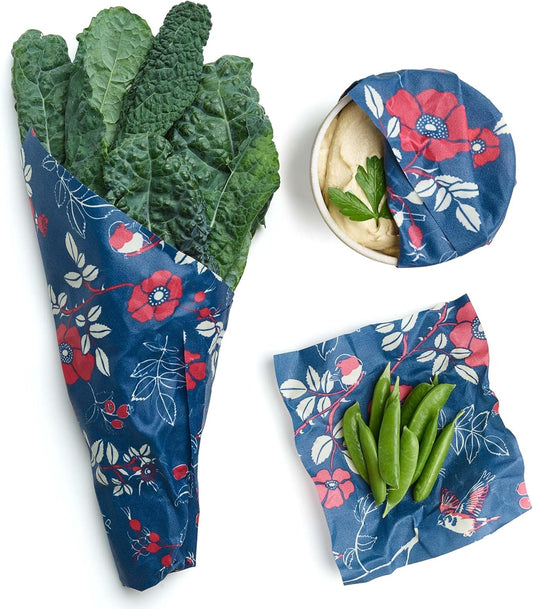 Bee's Wrap Beeswax Wraps for Food - Made in USA Reusable & Organic Food Wraps, Sandwich Wrap & Bowl Covers - Eco-Friendly Alternative to Aluminum Foil & Plastic Wrap, Botanical 3 Pack (S, M, L)