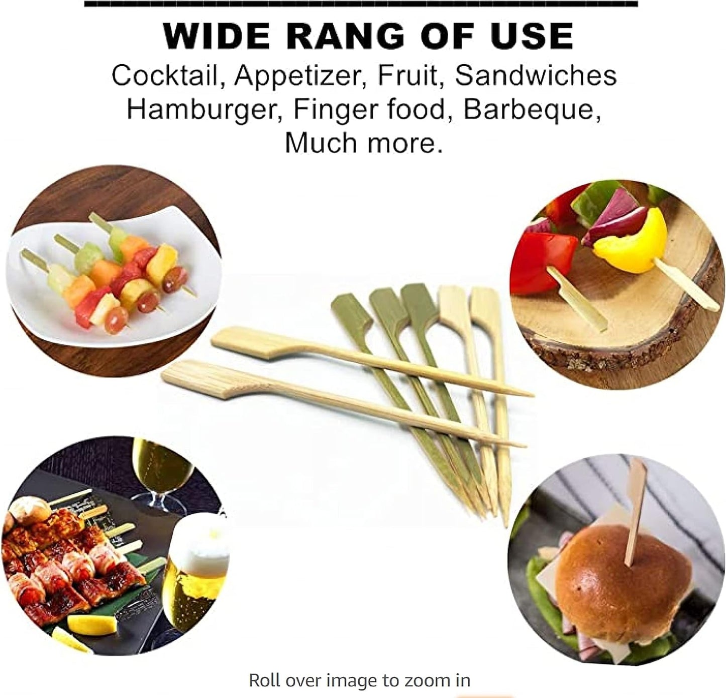 7 Inch(200 Pack) Bamboo Wooden Paddle Picks Skewers for Cocktail,Appetizers,Fruit Kabobs,Sandwich,Barbeque Snacks…