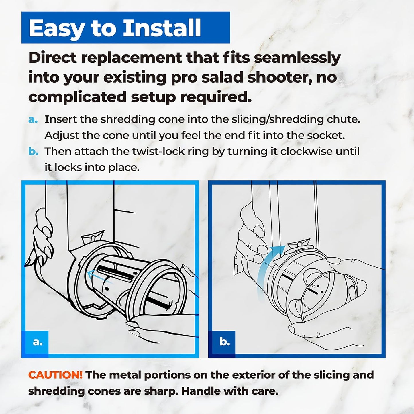 Shred Cone for Presto Regular Salad Shooter Models 02910 02980, Cheese Grater Replacement Parts for Shredding Cheese, Vegetables and Fruits (Square Plug)