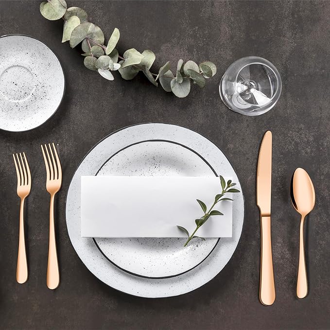 20 Piece Matte Copper Silverware Set, ENLOY Rose Gold Stainless Steel Flatware Cutlery Set for 4, Kitchen Utensil Set Service for 4, Include Knife Fork Spoon, Mirror Polished, Dishwasher Safe