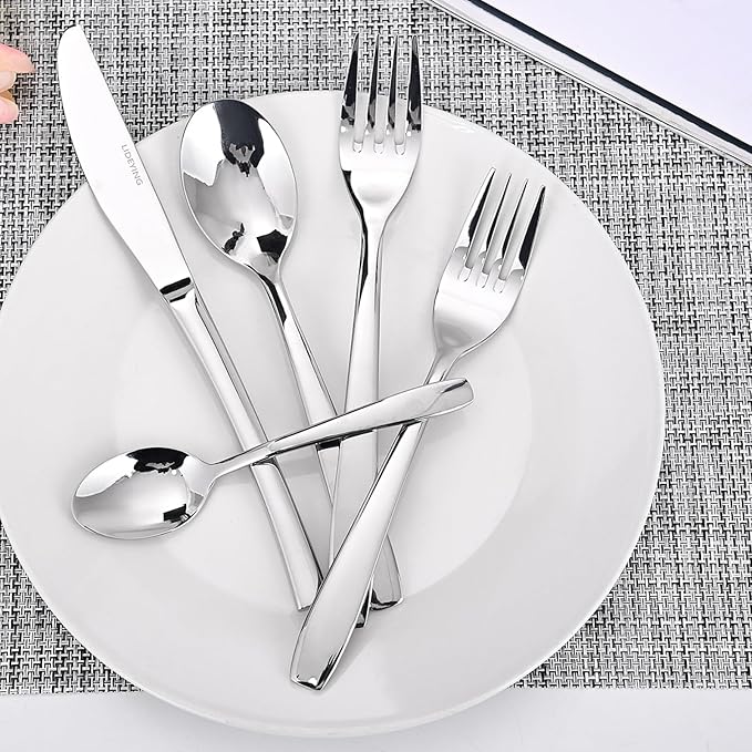 Silverware Set,20 Piece,Stainless Steel Flatware Cutlery Set for 4,18/0 Rust-Proof Silverware with Forks & Spoons,Mirror Polished Dishwasher Safe - Heavy Duty Tableware for Home & Dining