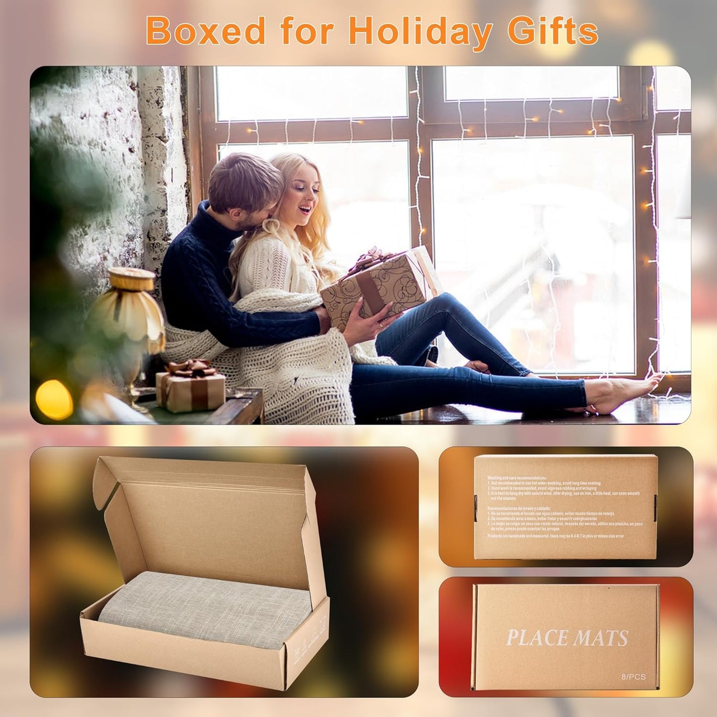 SLKQG Linen-Look Fabric Placemats Set of 4, Heat Resistant & Machine Washable Double-Layered Cloth Placemats for Dining Table, Indoor/Outdoor Use, Non-Slip Kitchen Table Mats (4, Beige Cream)