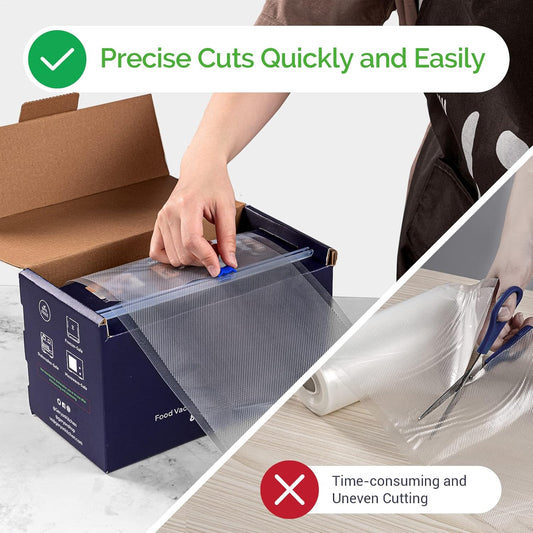 GERYON Vacuum Sealer Bags for Food, 8x120ft Rolls with Slide Cutter for All Vacuum Sealer Machine, BPA-Free, Safe for Food Storage, Meal Prep and Sous Vide