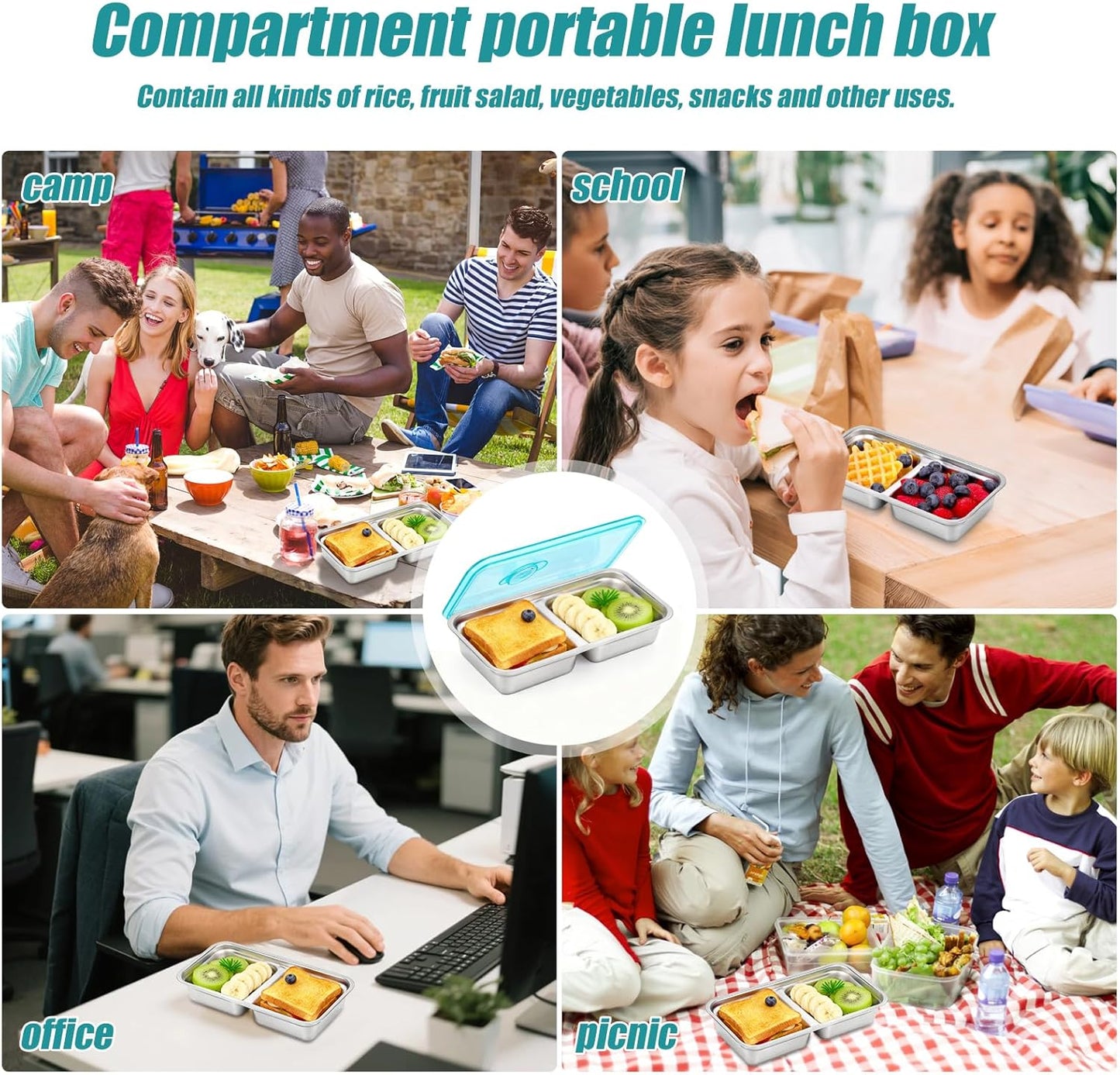 16 Pack Stainless Steel Snack Containers, Stainless Steel Snack Containers With Lids, Lunch Box Containers For Travel, Outdoor Camping And Daily Use