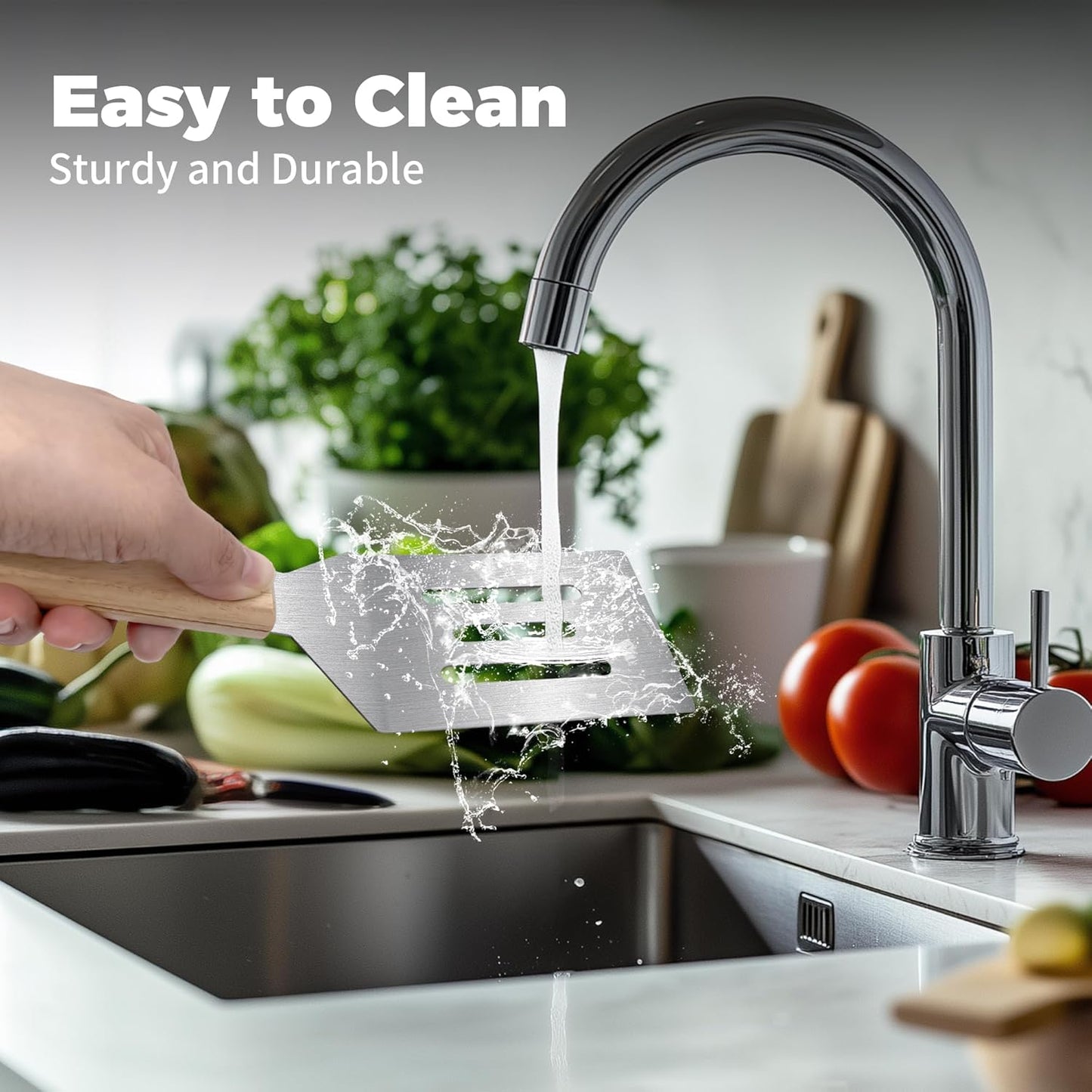 2 Pieces Stainless Steel Spatula Set,Metal Spatula for Cast Iron Skillet,Metal Spatula for Cooking with Wooden Handle,Metal Spatulas for kitchen use for Pancakes,Frying steak,Burger and Desserts