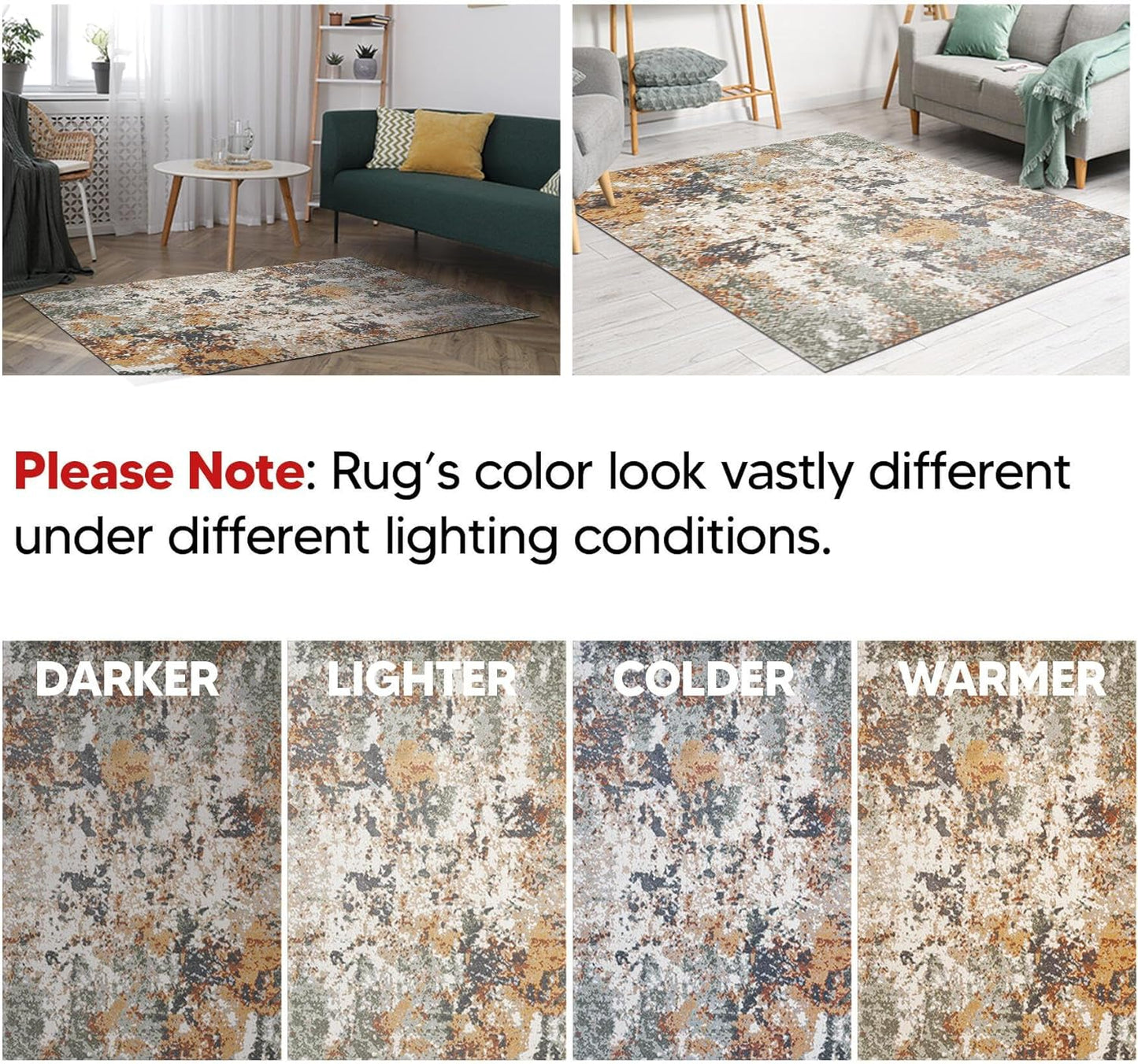 Keen Home Design Area Rugs - 6x9 Non-Shedding, Abstract Rugs for Kitchen, Living Room, Bedroom, Dining Room, Entryway - Size: 5'11" x 9'2", Multi