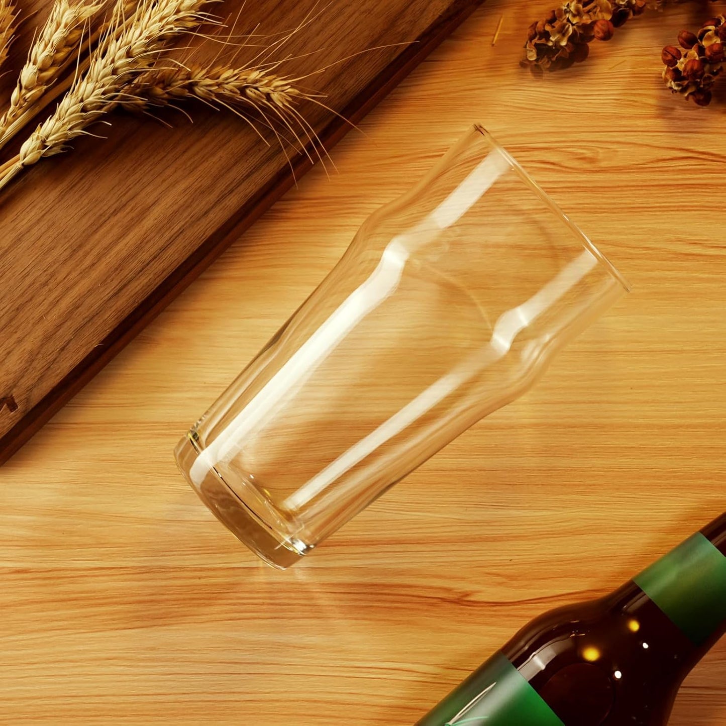 Beer Glasses Set of 4, 16 oz Pilsner Beer Pint Glasses, Classics Craft Wheat Beer Glasses Drinking Set, Beer Mug Glassware Gift (Set of 4-B)