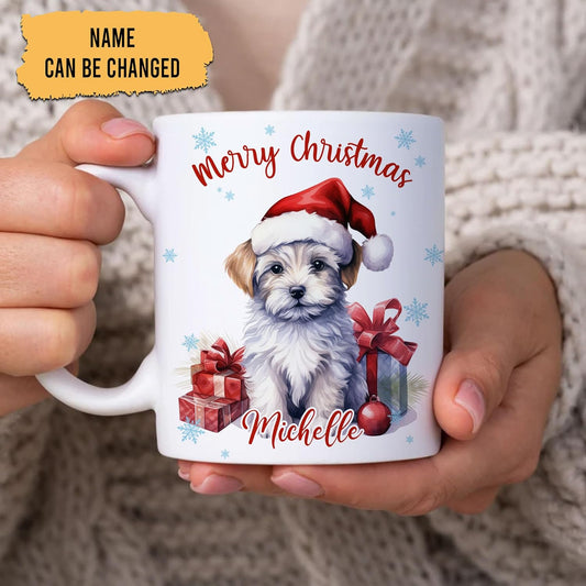 Hyturtle Personalized Gifts Dog Lover - Pumi Merry Christmas Custom Name Ceramic Coffee Mug Cup 11oz - Cute Animal Lovers Gifts For Women, Girl kids Family On Birthday, Christmas