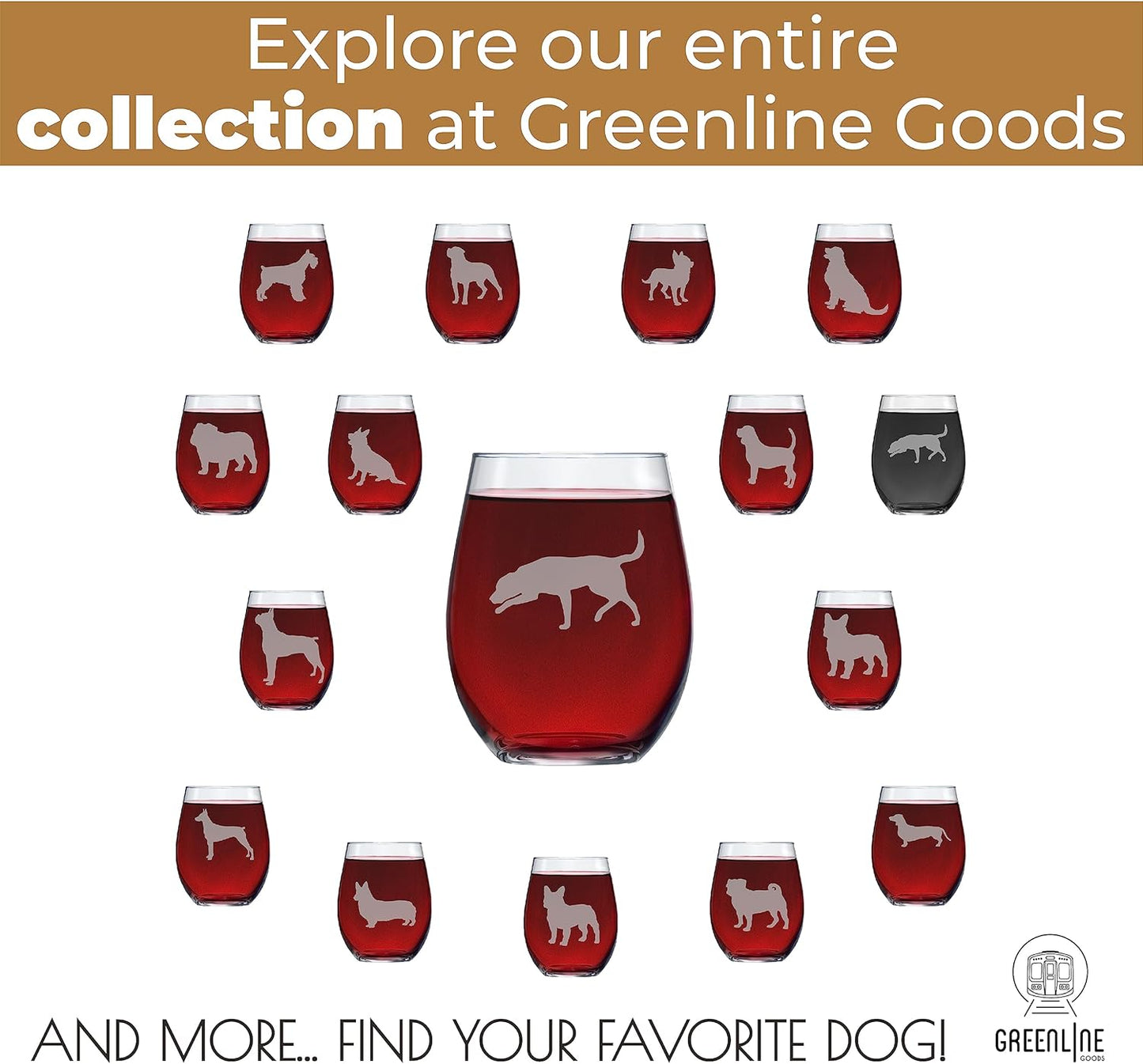 Labrador Retriever Stemless Wine Glasses (Set of 2) | Unique Gift for Dog Lovers | Hand Etched with Breed Name on Bottom