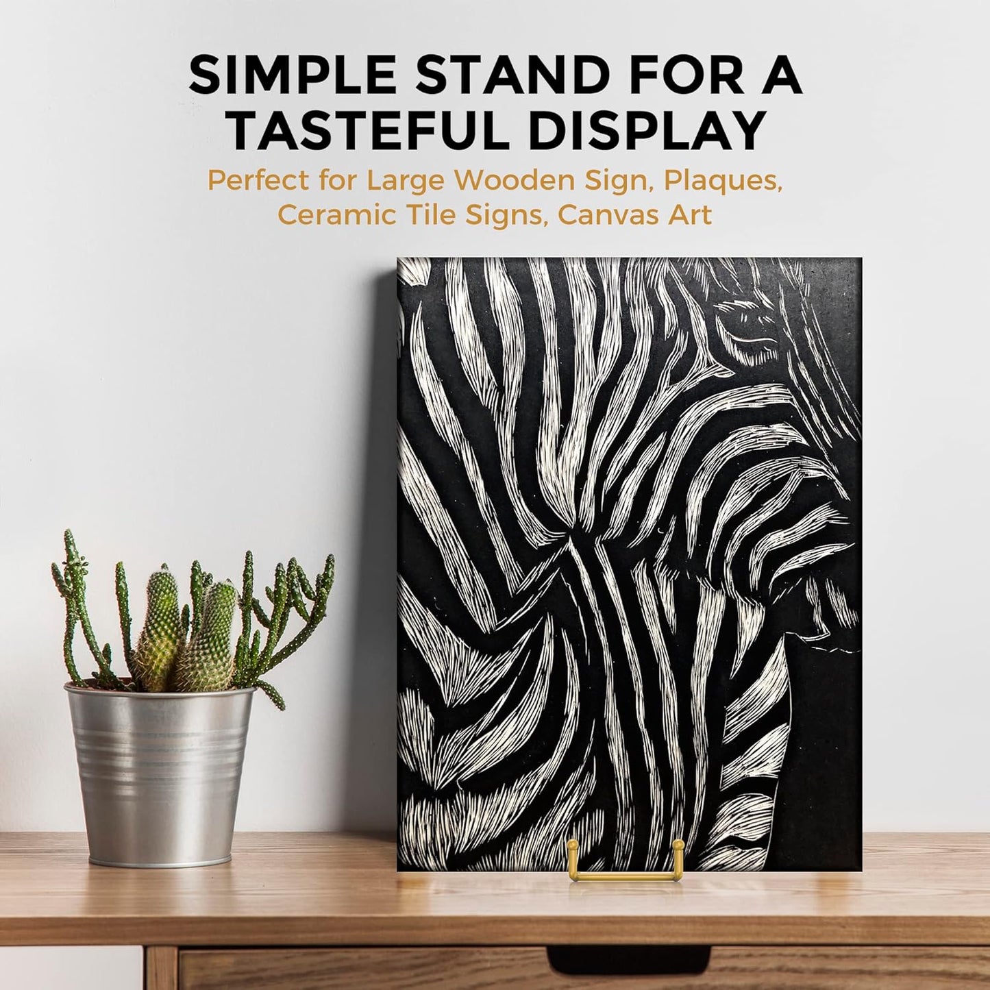 TR-LIFE 4 Pack 8 Inch Plate Stands/Holder for Display, Large, Gold Metal Picture Stand, Decorative Platter, Book, Plaques, Photo Frame Easel