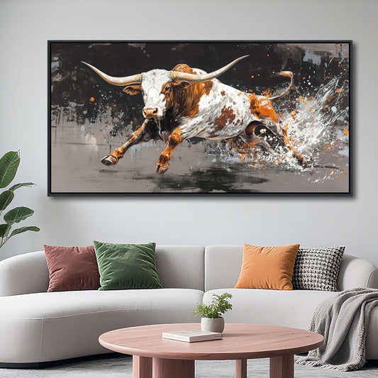 Highland Cow Wall Art - Farmhouse Cow Pictures Wall Decor - Rustic Canvas Country Wall Decor - Large Pictures for Living Room -Framed Artwork for Walls 24×48IN