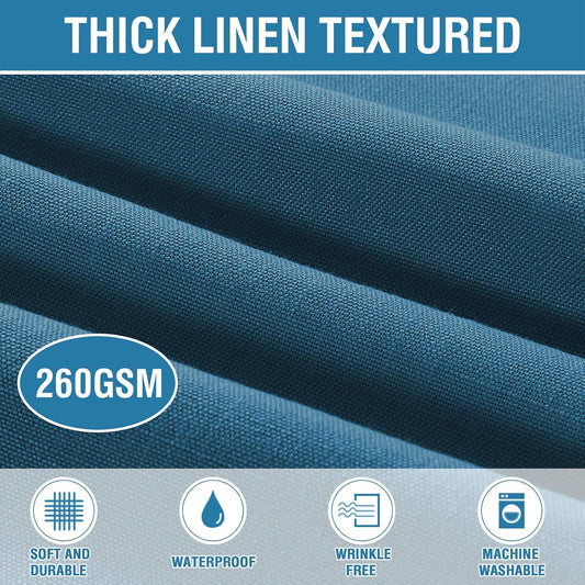 H.VERSAILTEX Linen Textured Table Cloths 60 x 104 Inch Premium Solid Tablecloth Spill-Proof Waterproof Table Cover for Dining Buffet Feature Extra Soft and Thick Fabric Wrinkle Free, Ink Blue