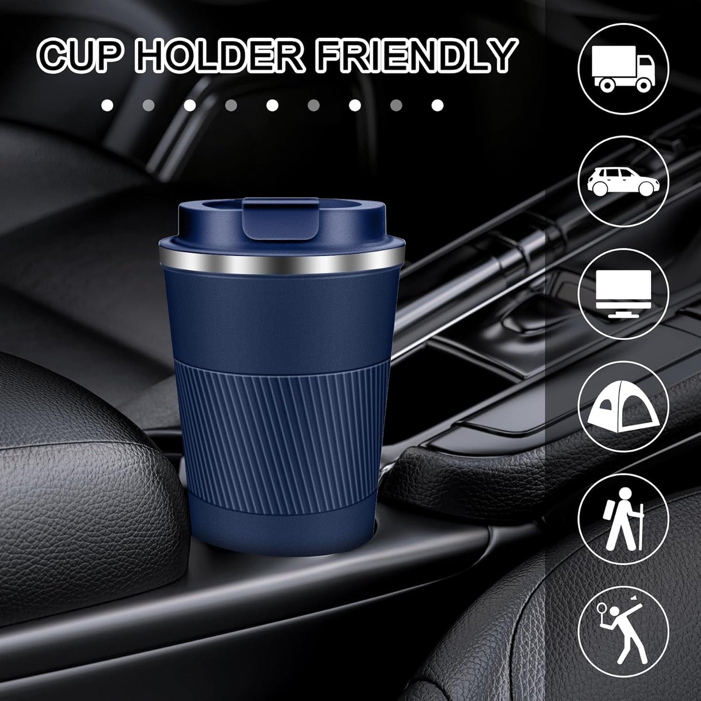Coffee Travel Mug 12 oz & 17 oz Insulated Coffee Mug with Lid Portable Spill-Proof Coffee Travel Mug No Handle Reusable Stainless Steel Mug Keeps Cold and Hot Suitable for Car, Daily, Travel and Gifts