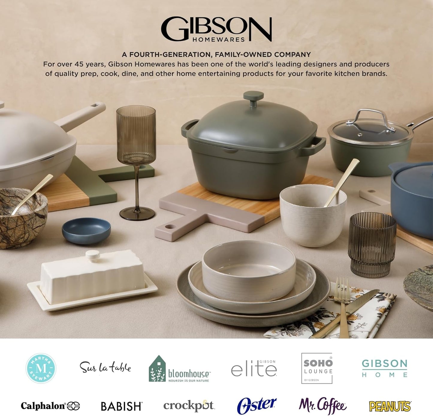 Gibson Home Ogalla 30 Piece Plates, Bowls, & Mugs Dinnerware Set - Service for 6 - White Porcelain W/Gold Band