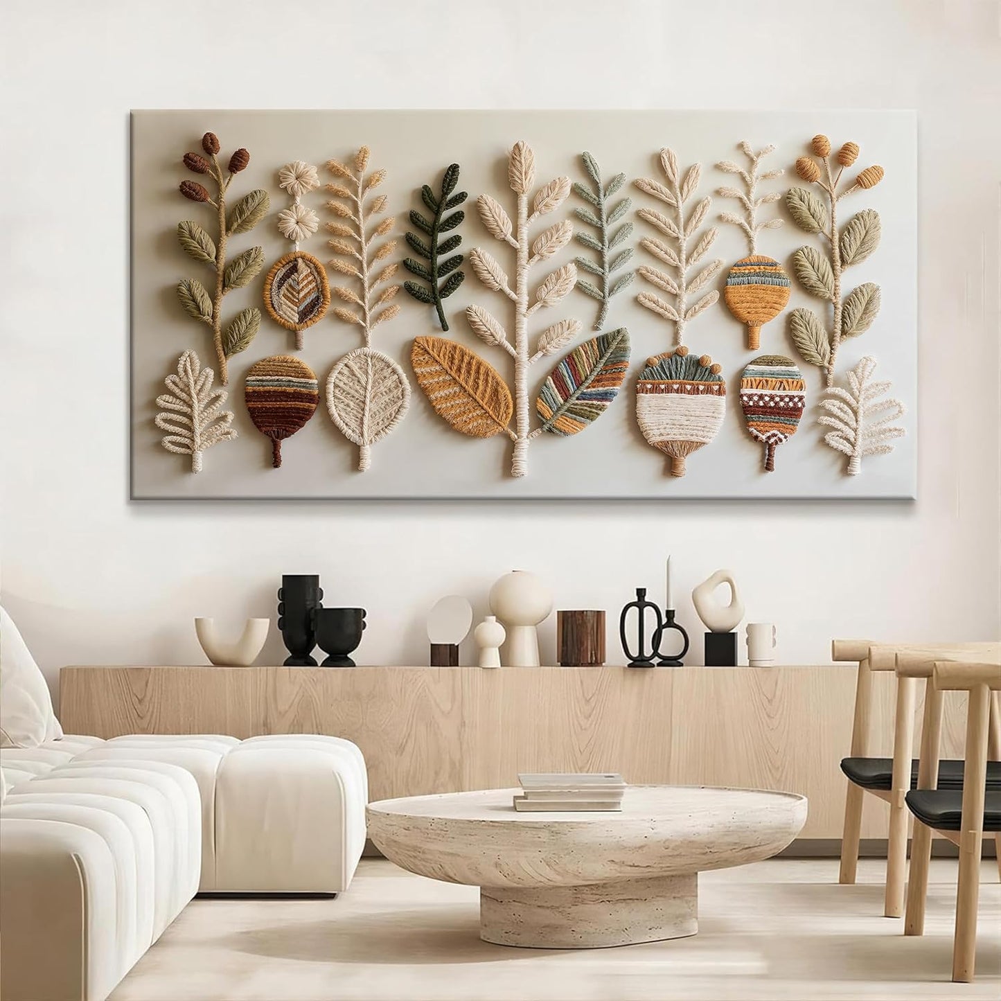 Tsomzxng Large Boho Wall Art For Living Room Abstract Wall Artwork Modern Canvas Art Wall Decor 29" X 58" Painting White Wall Art For Bedroom Hotel Office Apartment Home Decoration